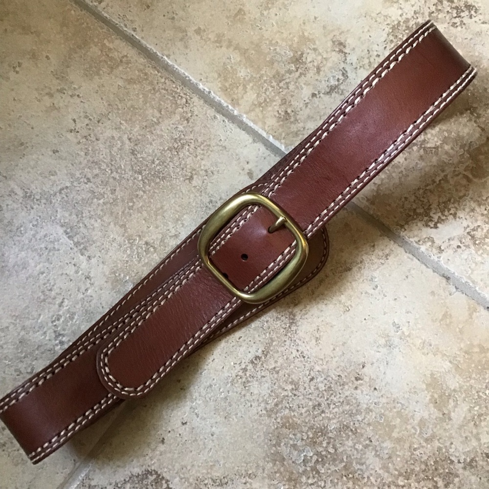 nwt FOSSIL asymmetric buckle wide leather belt M L